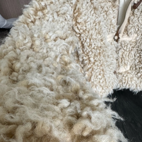 Anthropologie Beige Cropped Teddy Fleece Shearling Sherpa Coat - Picture 9 of 9